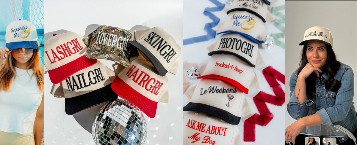 Coco and Rho sports mom trucker hats