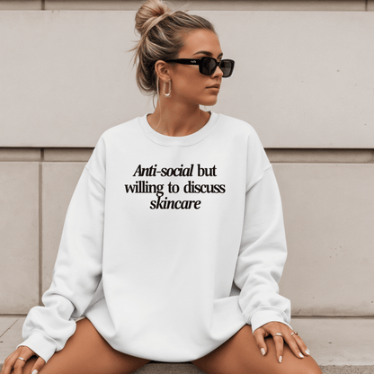 Anti-social but willing to discuss skincare | Crewneck Sweatshirt