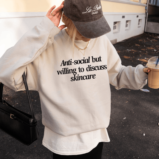 Anti-social but willing to discuss skincare | Crewneck Sweatshirt