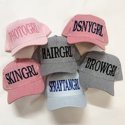 Striped GRL hat